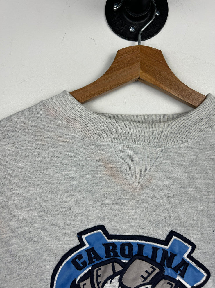 Vintage North Carolina Tar Heels Embroidered Grey Crewneck