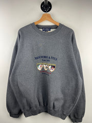 Vintage Abercrombie & Fitch Skiing Embroidered Grey Crewneck