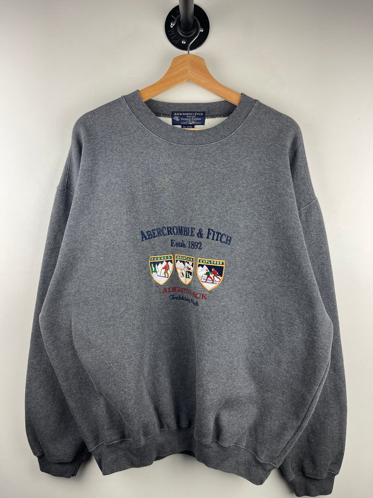 Vintage Abercrombie & Fitch Skiing Embroidered Grey Crewneck