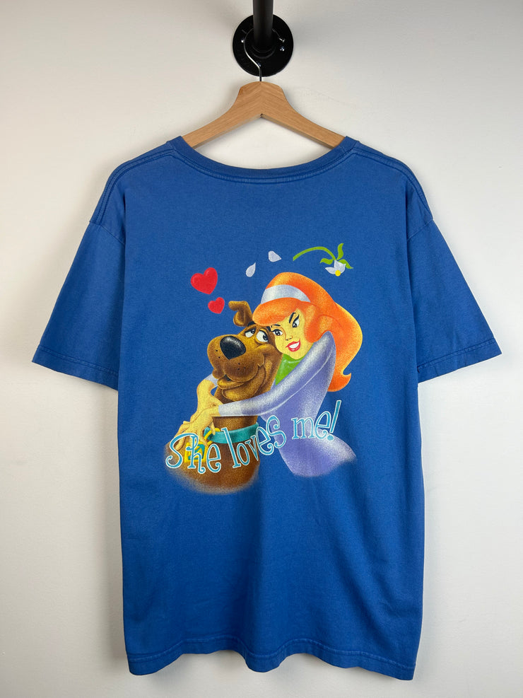 Vintage 2002 Scooby Doo She Loves Me She Loves Me Not Blue Tee