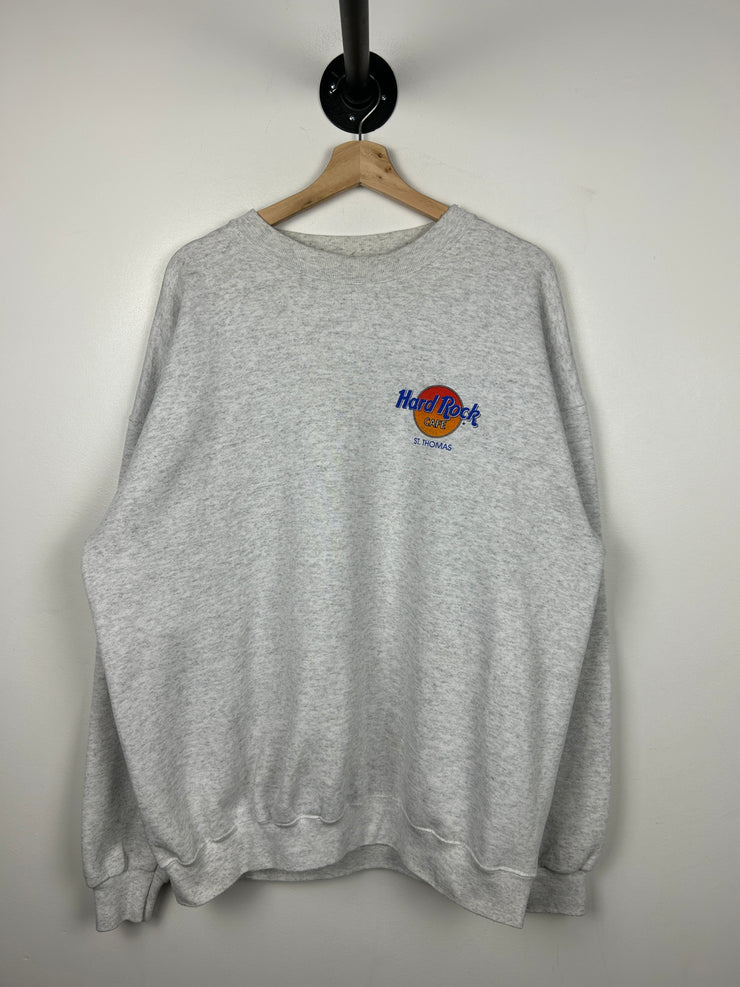 Vintage 90s Hard Rock Cafe St. Thomas Grey Crewneck