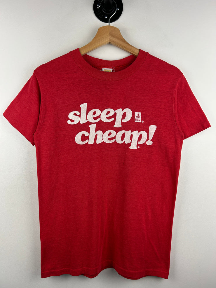 Vintage 70s Velva Sheen Red Roofs Inns Sleep Cheap Red Tee