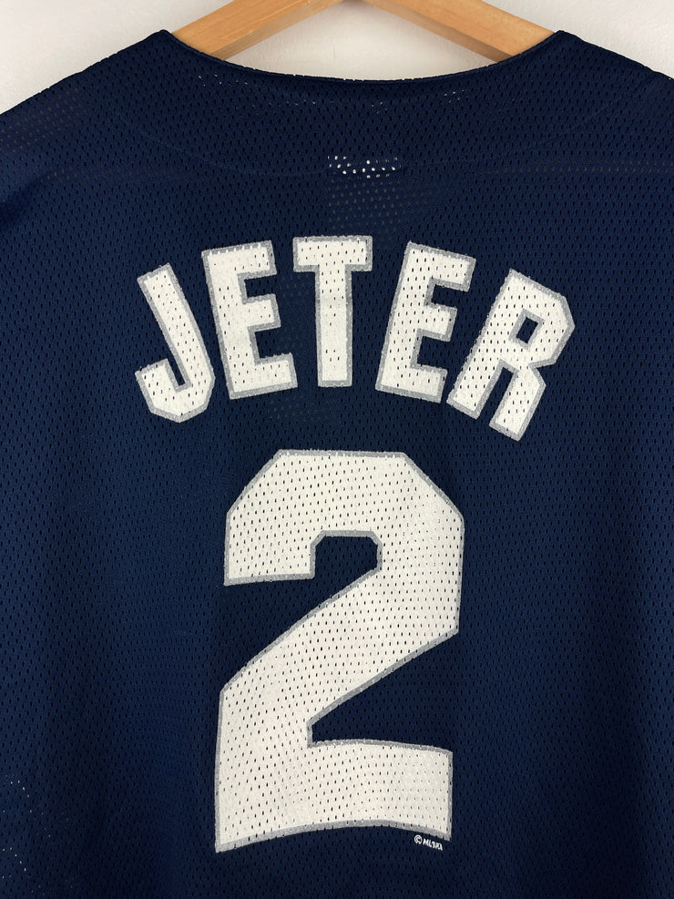 Vintage 90s MLB New York Yankees Jeter Navy Mesh Baseball Jersey