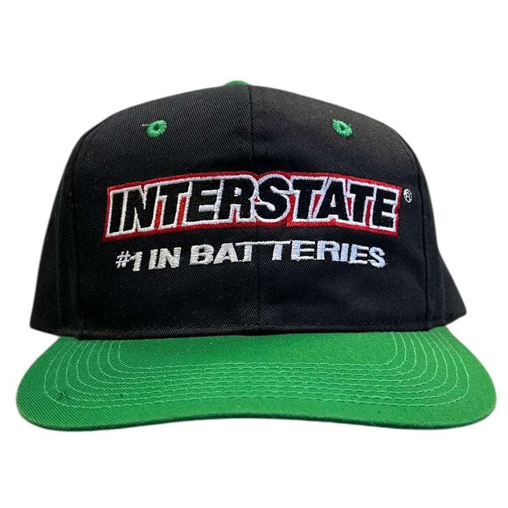 Vintage 90s Nascar Interstate Batteries Black Snapback Hat