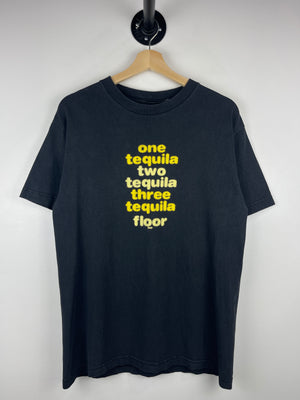 Vintage One Tequila Two Tequila Three Tequila Floor Comedy Black Tee