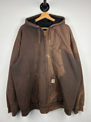 Vintage Carhartt Thermal Lined Faded Brown Zip Up Hoodie