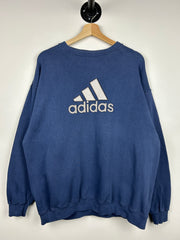 Vintage 90s Adidas Big Logo Navy Crewneck