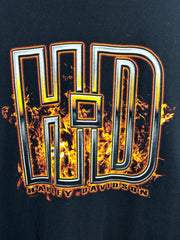 Vintage Harley Davidson Flames London Black Tee