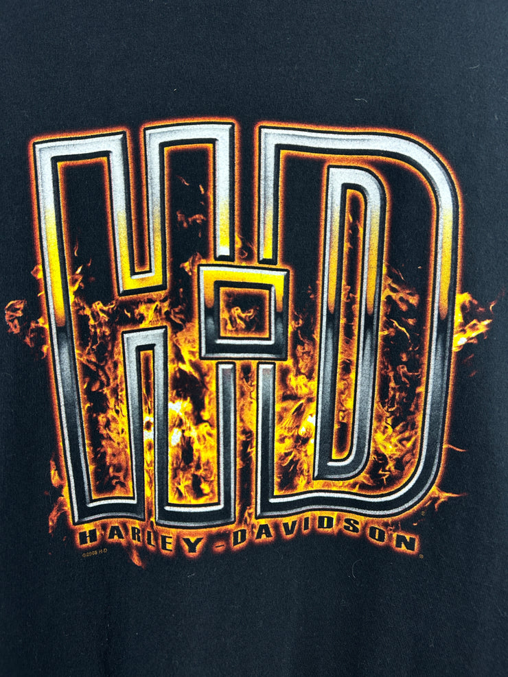 Vintage Harley Davidson Flames London Black Tee