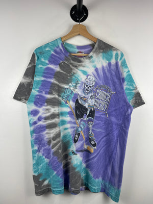 Vintage 90s Syracuse Crunch Hockey Skull Tie Dye Tee