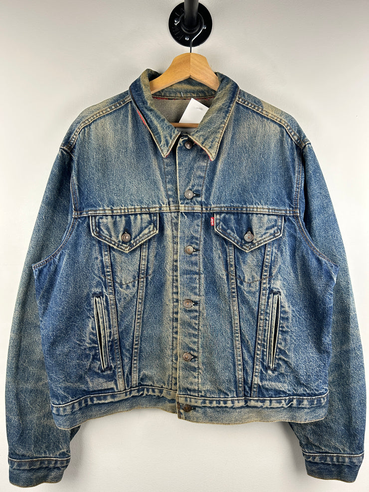 Vintage 80s Levis Denim Blanket Lined Collar 70411 Blue Jacket