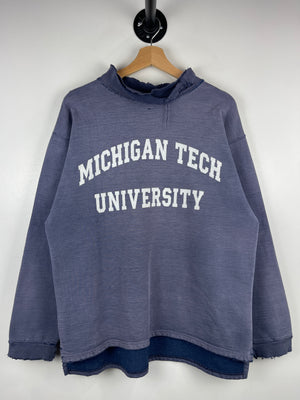 Vintage 90s Michigan Tech University Faded Navy Crewneck