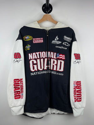 Vintage Nascar Chase Dale Earnhardt Jr National Guard Embroidered Black Zip Up Hoodie