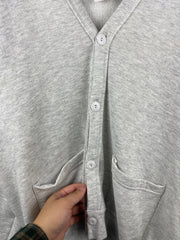 Vintage 90s Jerzees Blank Grey Cardigan Sweater