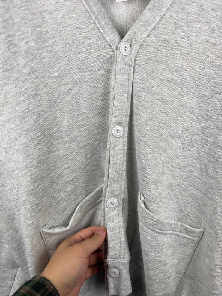 Vintage 90s Jerzees Blank Grey Cardigan Sweater