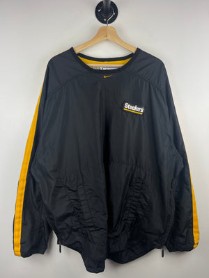 Vintage 90s NFL Nike Pittsburgh Steelers Middle Swoosh Black Pullover Windbreaker