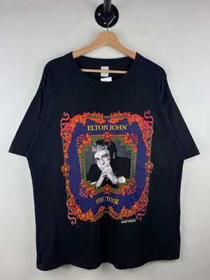 Vintage 90s Elton John Gianni Versace The Tour Black Tee