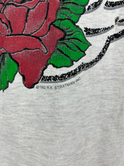 Vintage 90s Harley Davidson Rose Flower Maine Grey Tee