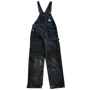 Vintage 90s Carhartt Double Knee Thrashed Black Insulated Overalls