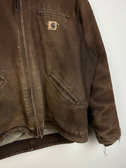 Vintage Carhartt Detroit Sherpa Lined Hooded Dark Brown Jacket J141 DKB