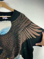 Vintage 90s Liquid Blue Eagle All Over Print Black Tee