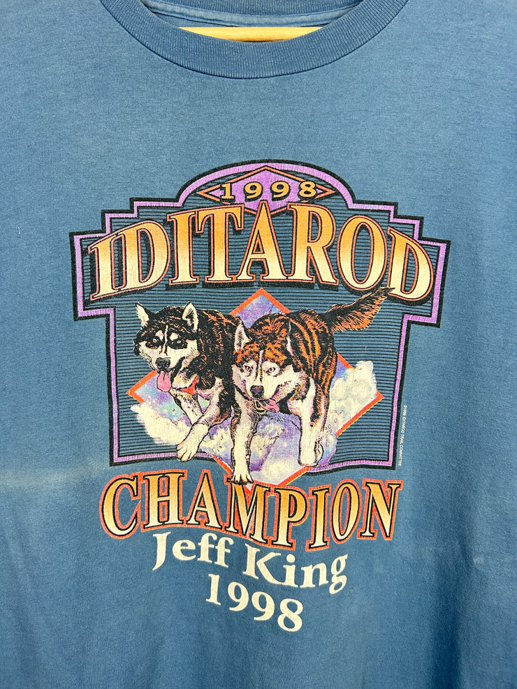 Vintage 90s Dog Sledding Blue Tee