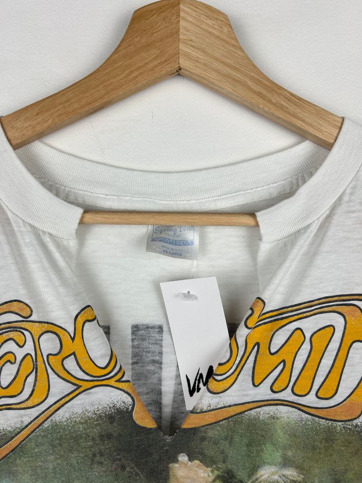 Vintage 80s Aerosmith Walk This Way White Cut Tank Top