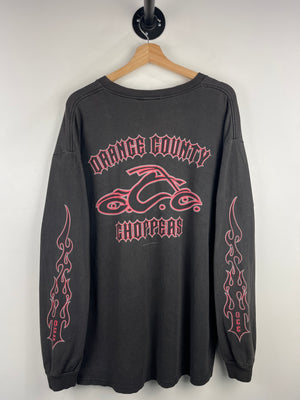 Vintage 2003 Orange County Choppers Flames Faded Black Long Sleeve