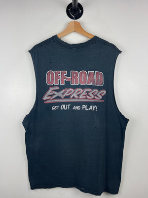 Vintage Off Road Express Thrashed Black Cut Off Tank Top