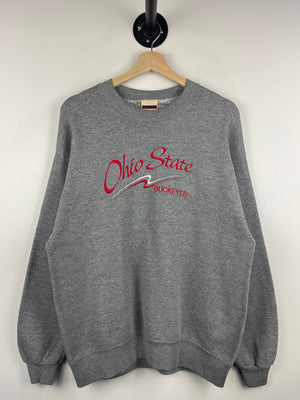 Vintage 90s Ohio State Buckeyes University Embroidered Grey Crewneck