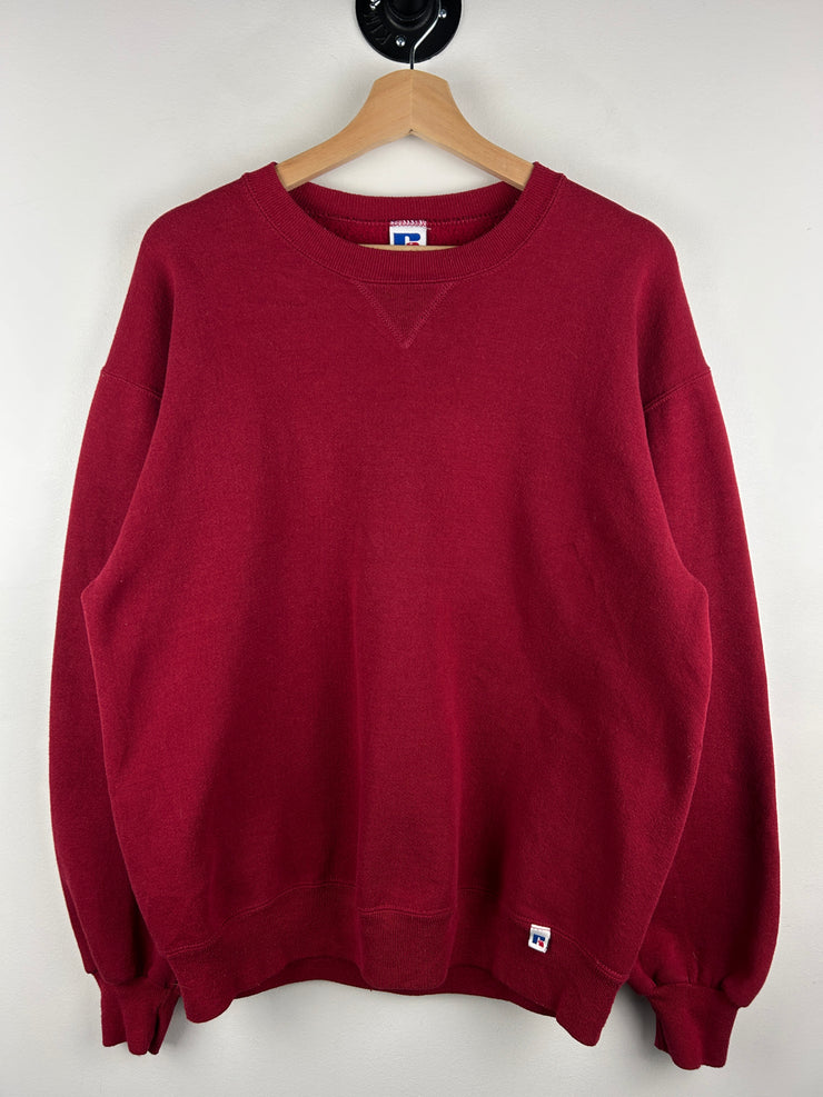 Vintage 90s Russell Athletic Blank Red Crewneck