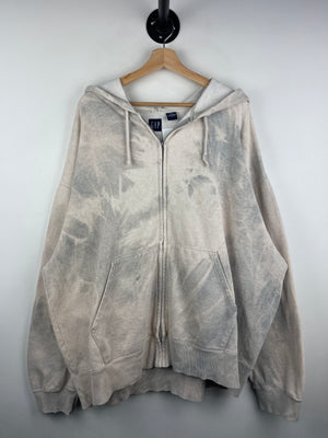Vintage Gap Bleach Dyed Grey Zip Up Hoodie