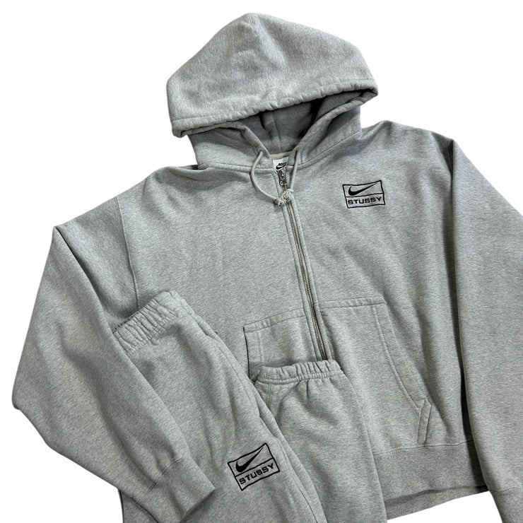 Stussy X Nike Grey Zip Up Hoodie & Sweatpants Tracksuit