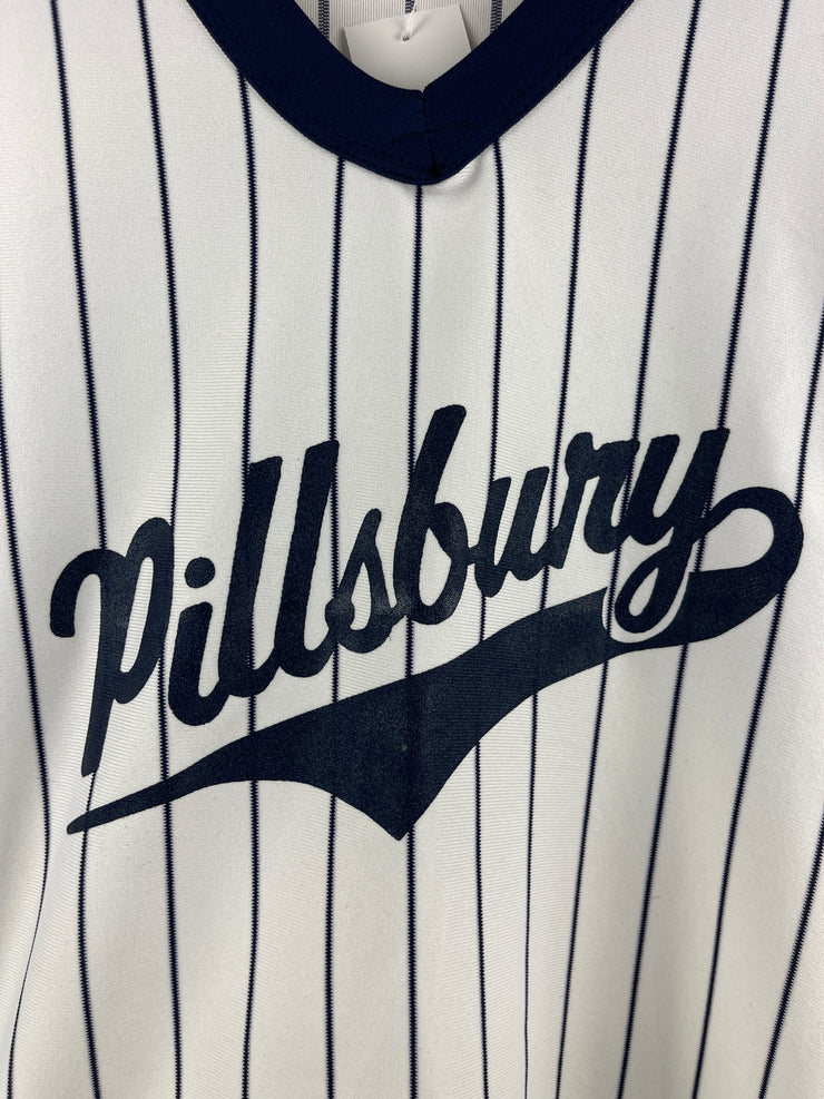 Vintage 80s Pillsbury Dough Boy Striped White Baseball Jersey
