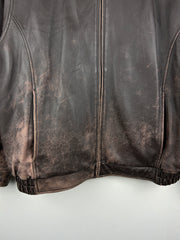 Vintage Cezani Brown Leather Cropped Bomber Jacket