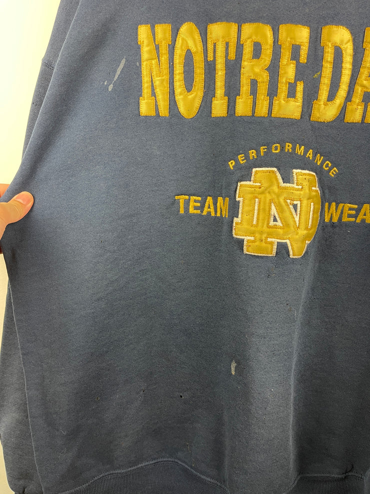 Vintage 90s Russell Athletic Notre Dame Team Wear Embroidered Navy Crewneck