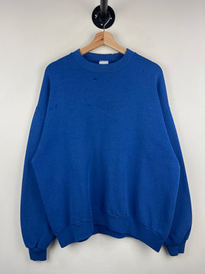 Vintage 90s Jerzees Blank Thrashed Blue Crewneck