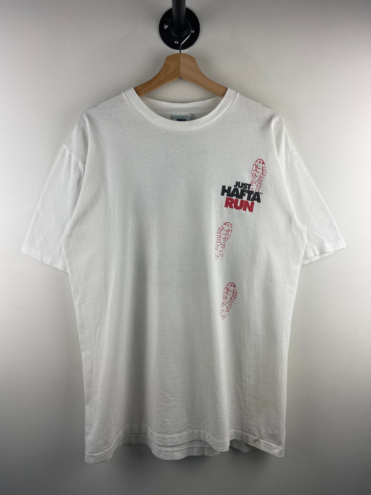 Vintage 90s Coed Naked Just Hafta Run Running White Tee