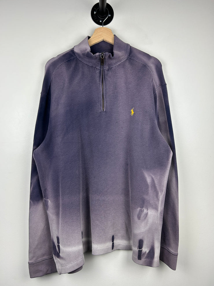 Vintage 90s Polo Ralph Lauren Sun Faded Navy Quarter Zip Sweater
