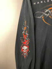 Vintage 2005 Harley Davidson Skull Barbwire New York Black Long Sleeve