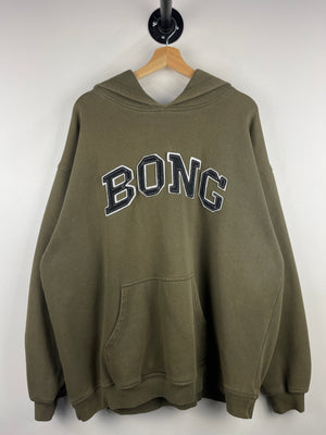 Vintage 90s Billabong Bong Surf Boarding Embroidered Olive Green Hoodie
