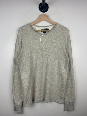 Vintage 90s Polo Ralph Lauren Grey Henley Long Sleeve