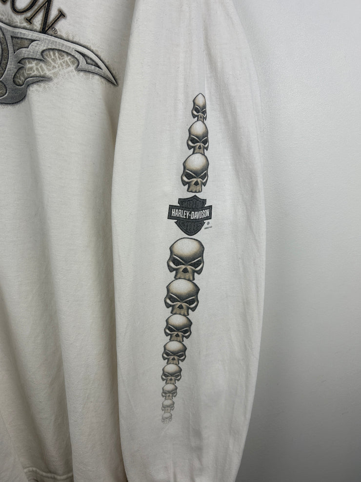 Vintage 2003 Harley Davidson Skulls White Long Sleeve