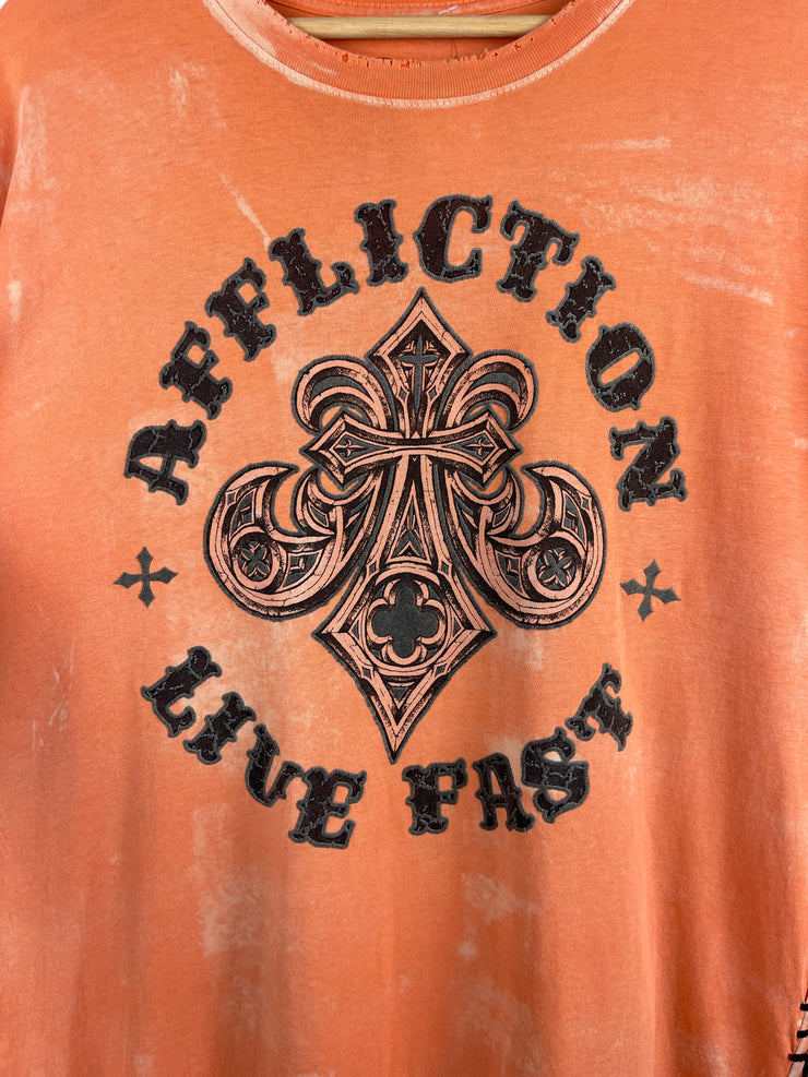 Vintage Y2K Affliction Fleur Orange Tee