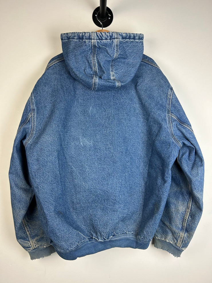 Vintage 90’s Carhartt Fleece Lined Denim Active Hooded Jacket