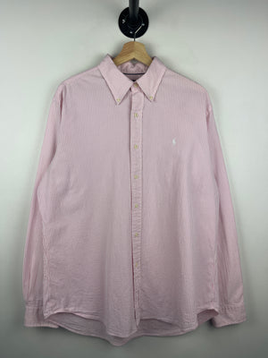 Vintage Polo Ralph Lauren Striped Pink Button Up Long Sleeve Shirt