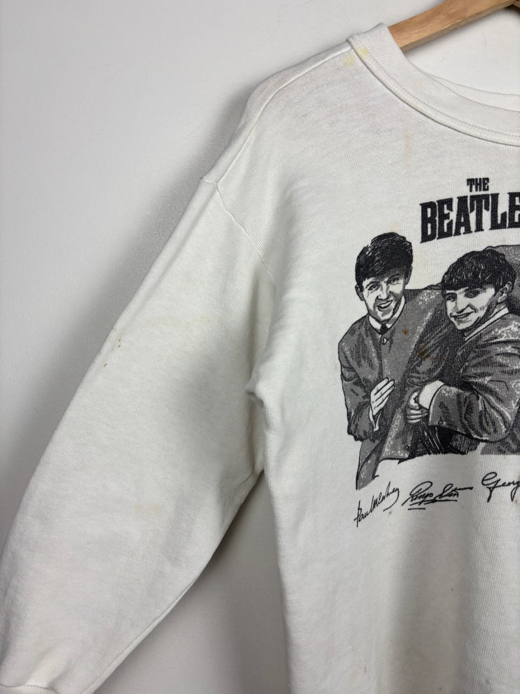 Vintage 60s The Beatles Band White Crewneck