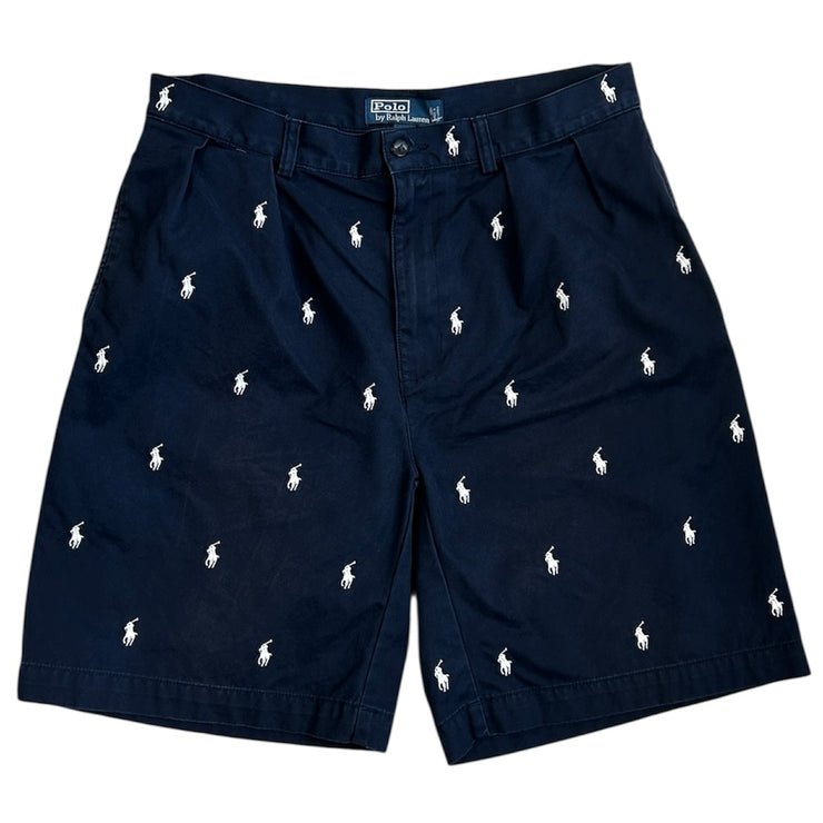 Vintage 90s Polo Ralph Lauren All Over Pony Navy Shorts