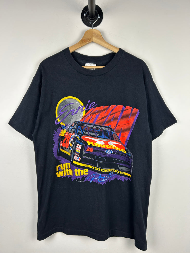 Vintage 90s Nascar Ernie Irvan Havoline Run With The Pack Black Tee