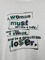 Vintage 90s Nike A Woman Must Act Like A Lady White Tee